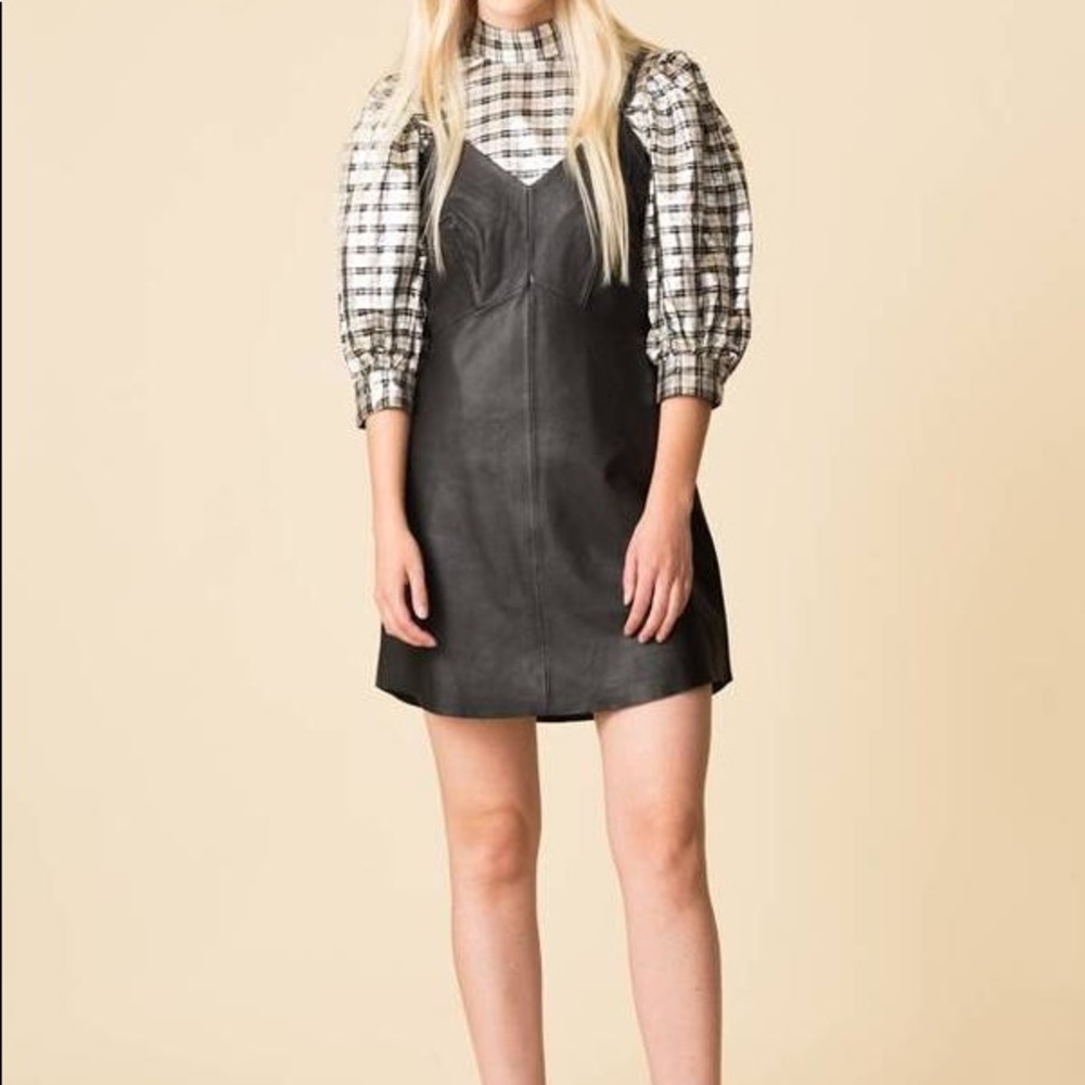 VEDA | EUC Lamb Leather Slip Dress in black